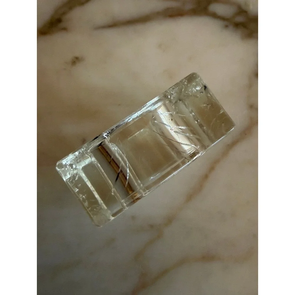 Clear Glass Square Napkin Ring Holder Textured Interior